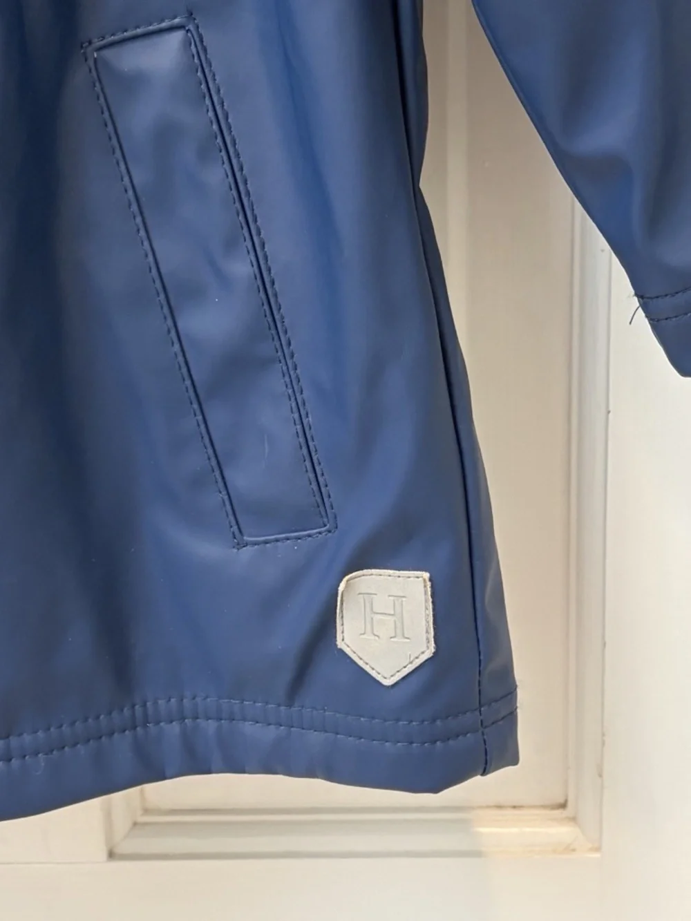 Hatley Size 3 Blue Hooded Rain Jacket Full Zip Terry Lined Pockets